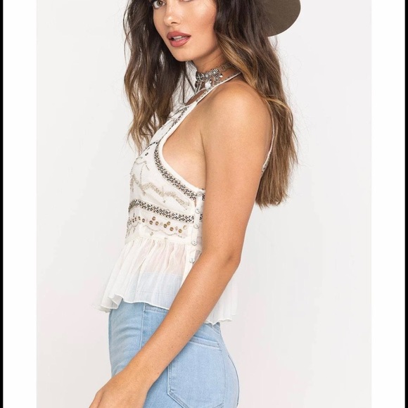 Free People White and Silver Embellished Camisole - Picture 2 of 12